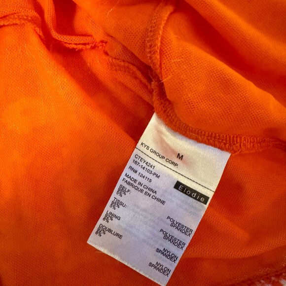 Elodie Orange Floral Mesh Wrap Bodysuit (M) – Stretchy Form-Fitting - Picture 5 of 16